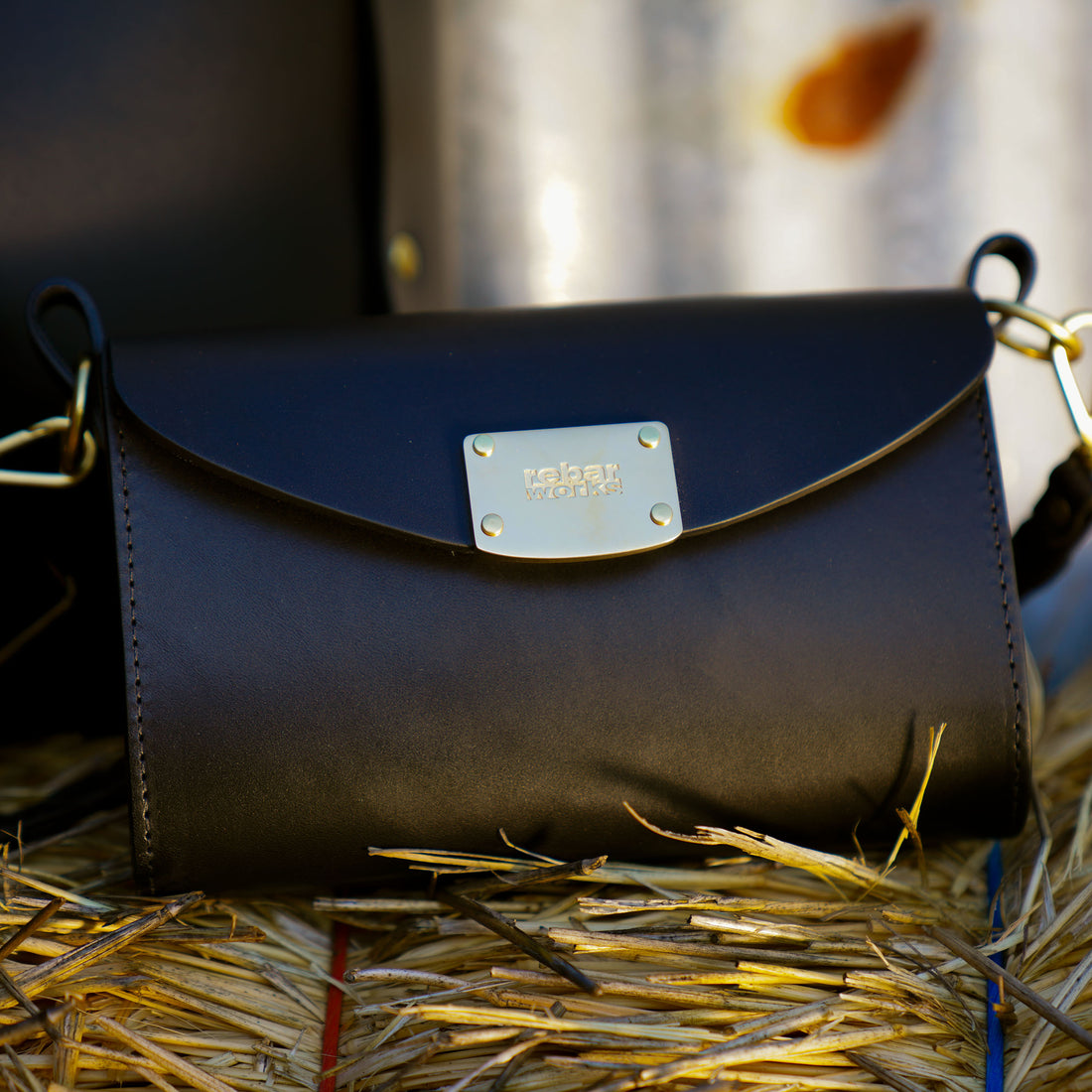 JBG Tote with Removable Saddlebag in Black Leather with 14k Gold  or Palladium Hardware