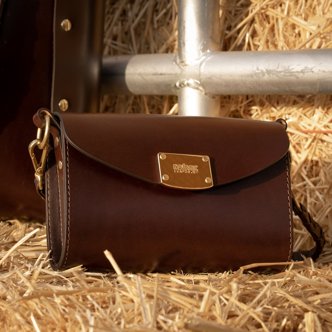 JBG Tote with Removable Saddlebag in Havana Leather with 14k Gold Hardware
