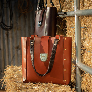 JBG Tote with Removable Saddlebag in Chestnut Leather with 14k Gold Hardware