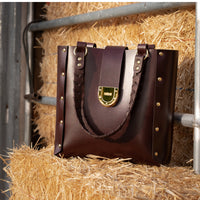 JBG Tote with Removable Saddlebag in Havana Leather with 14k Gold Hardware