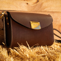 Saddlebag  in Havana Leather with 14k Gold Hardware